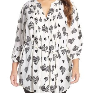 Melissa McCarthy Seven7 belted pinttuck blouse